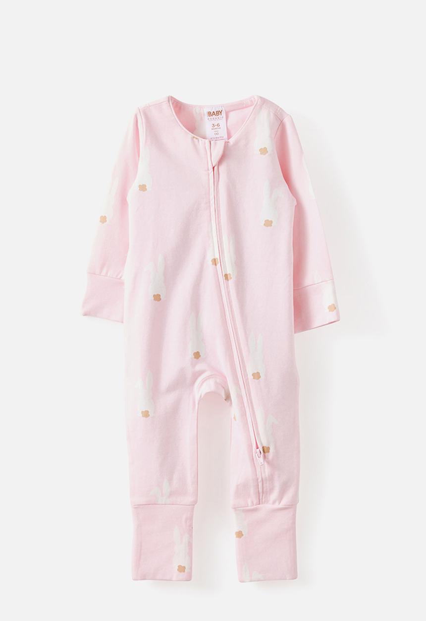 Cotton On - The Long Sleeve Zip Romper - Tea Party Pink/Bunny Tails