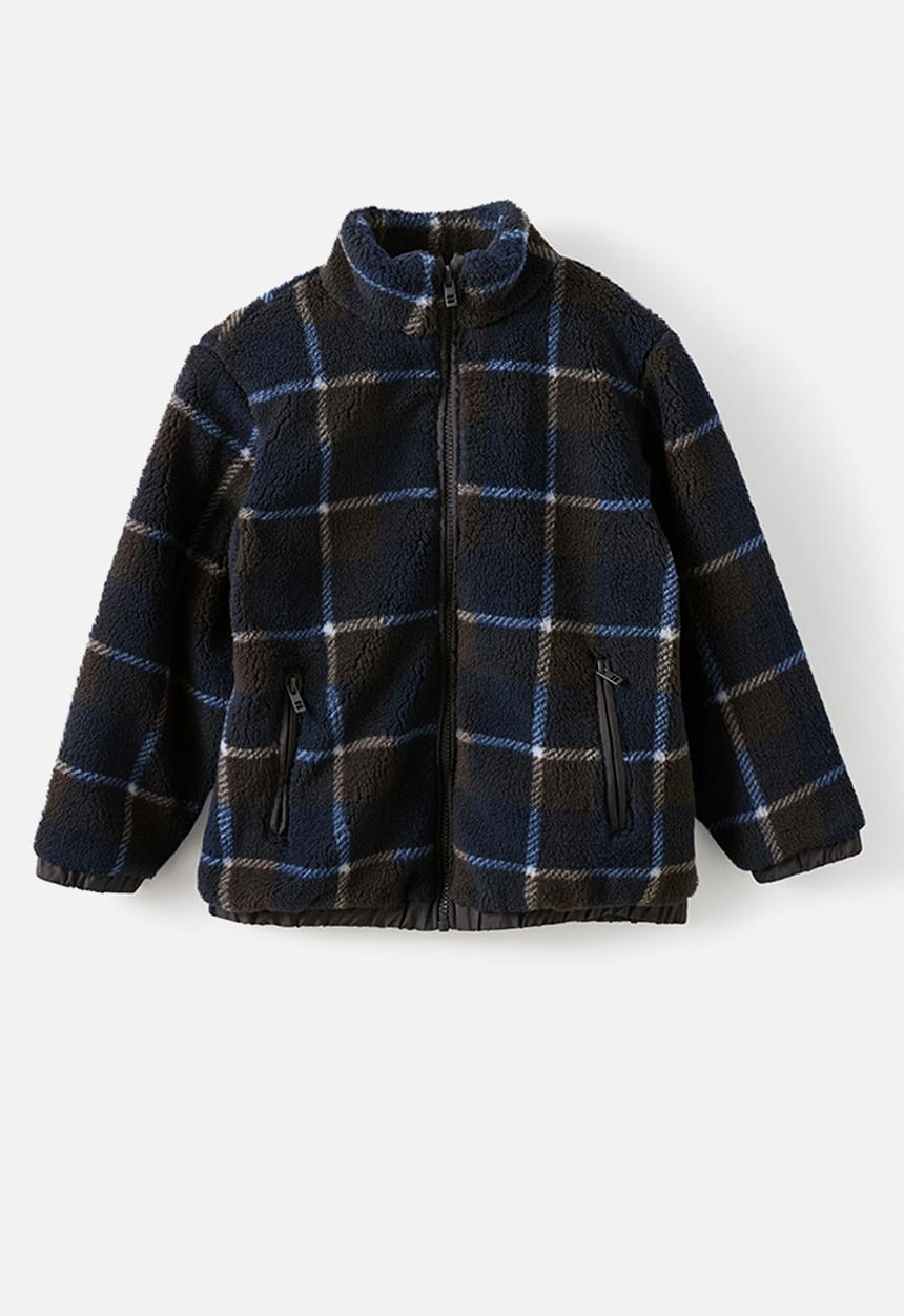 Cotton On - Simon Sherpa Jacket - Suid Ink/Phantom/Mice Blue Check