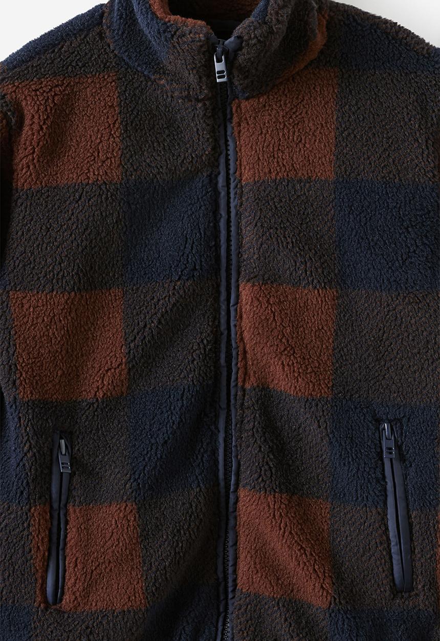 Cotton On - Simon Sherpa Jacket -Rocky road/Squid Ink Check