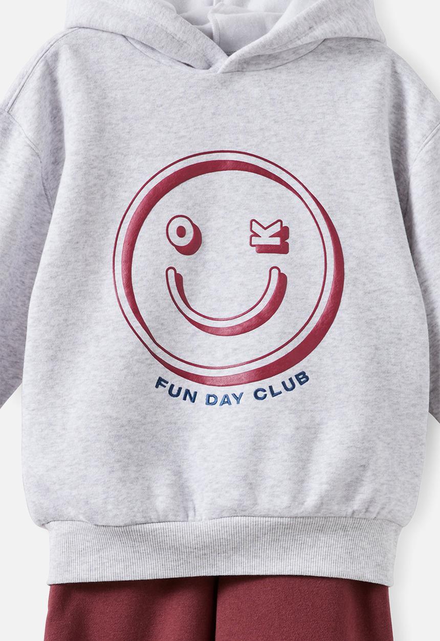 Cotton On - Sammy Oversized Hoodie & Relaxed Trackpant Pack - Grey Marle Funday/Bordeaux