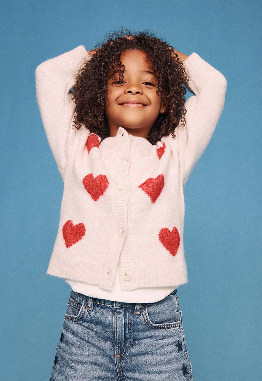Cosi Crew Neck Cardigan - Oatmeal Marle/Heart