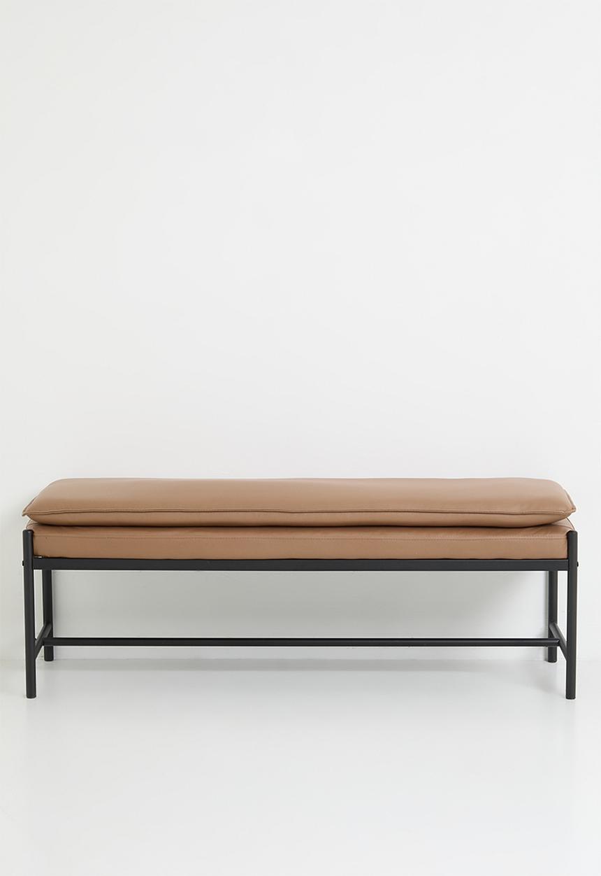 Sixth Floor - Faux Leather Saddle Bench - Tan