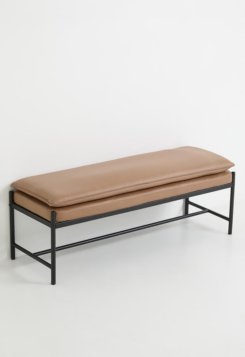 Sixth Floor - Faux Leather Saddle Bench - Tan