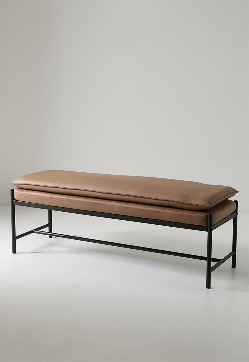 Sixth Floor - Faux Leather Saddle Bench - Tan