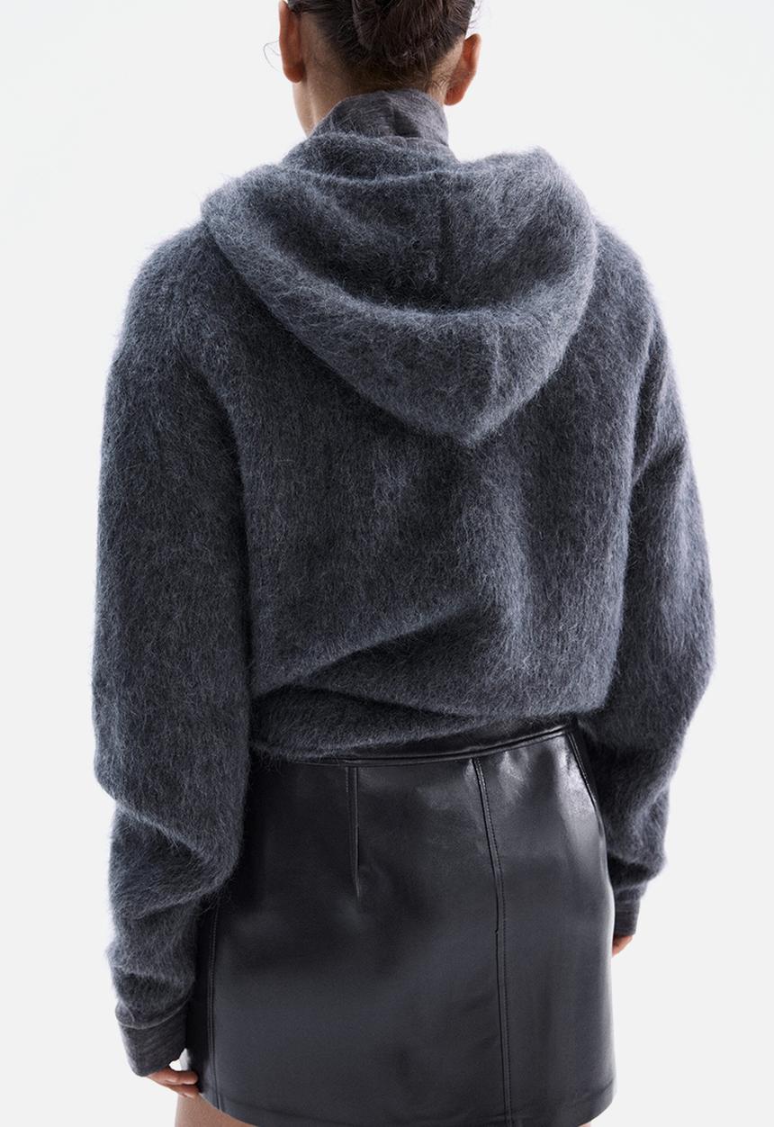 H&M - Coated zip-detail skirt - dark grey