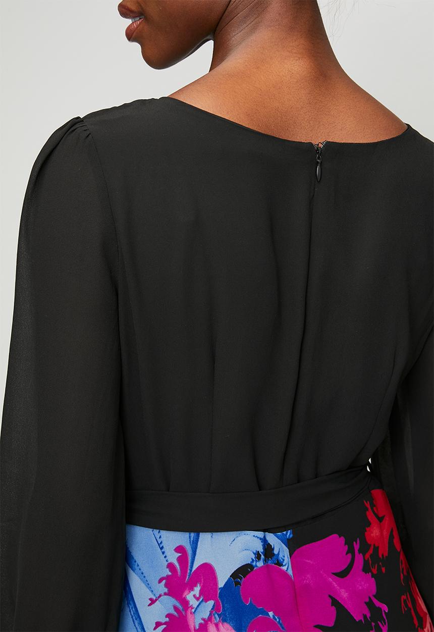 Izabel London - Combination Dress Knit Top And Printed Woven Skirt - Multi