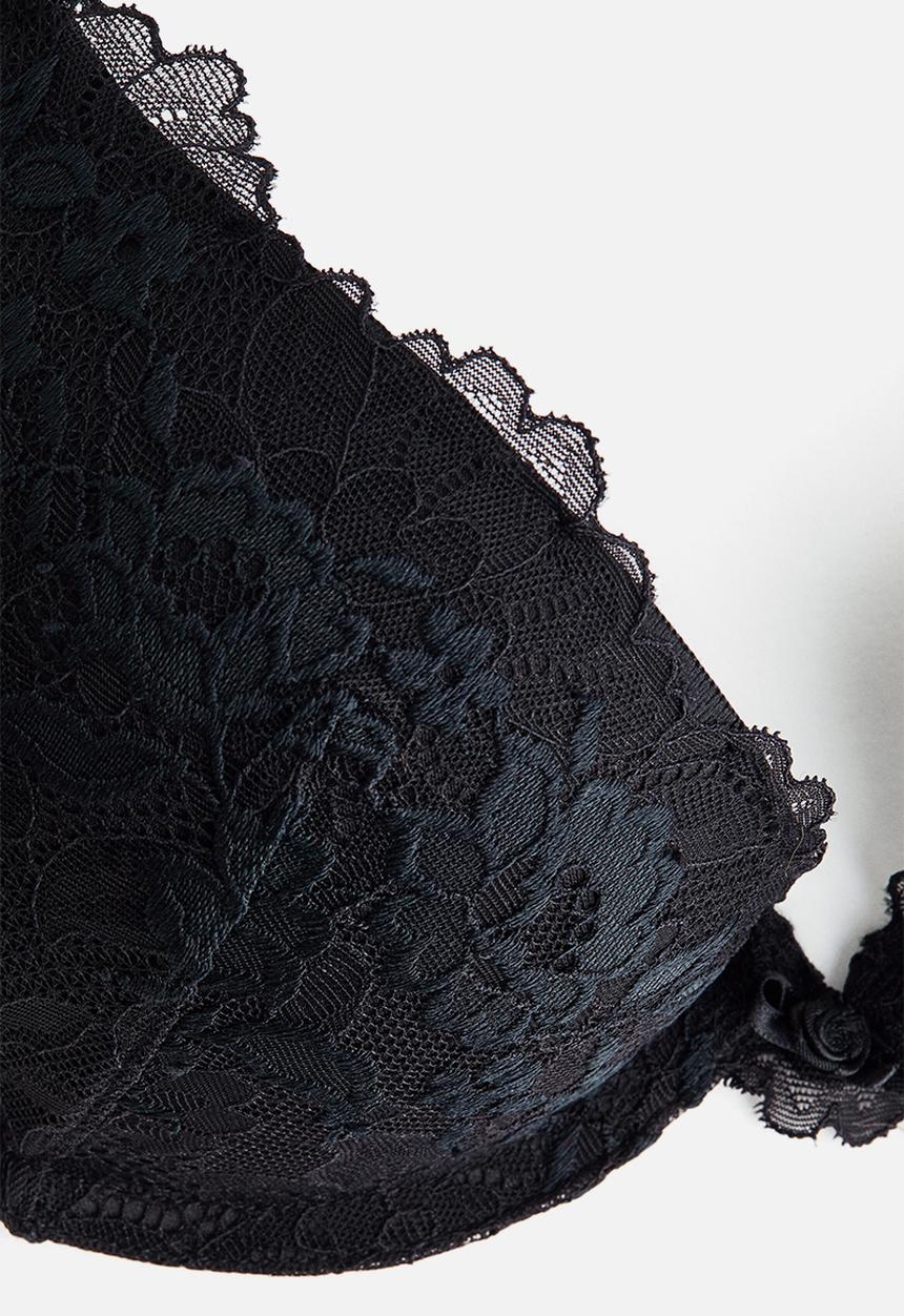 H&M - Lace super push-up bra - black
