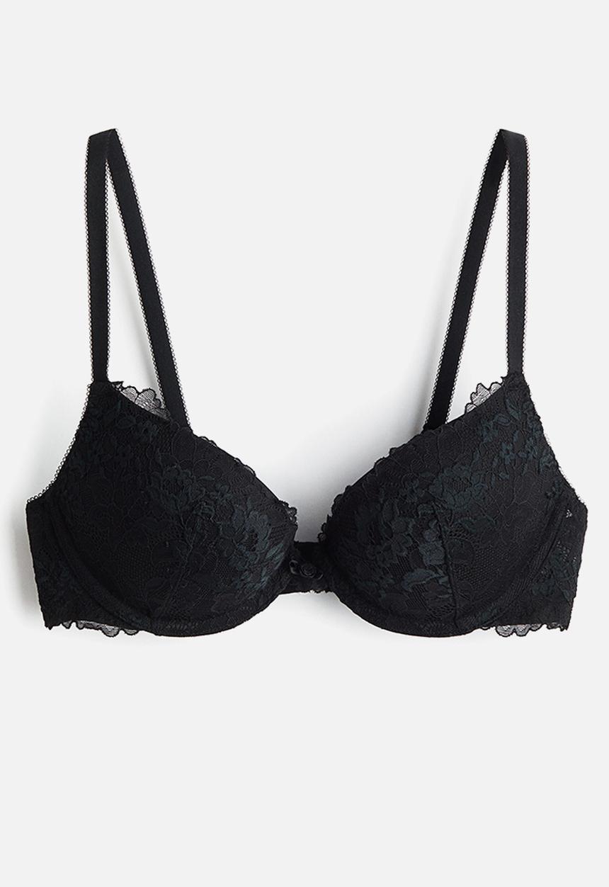 H&M - Lace super push-up bra - black