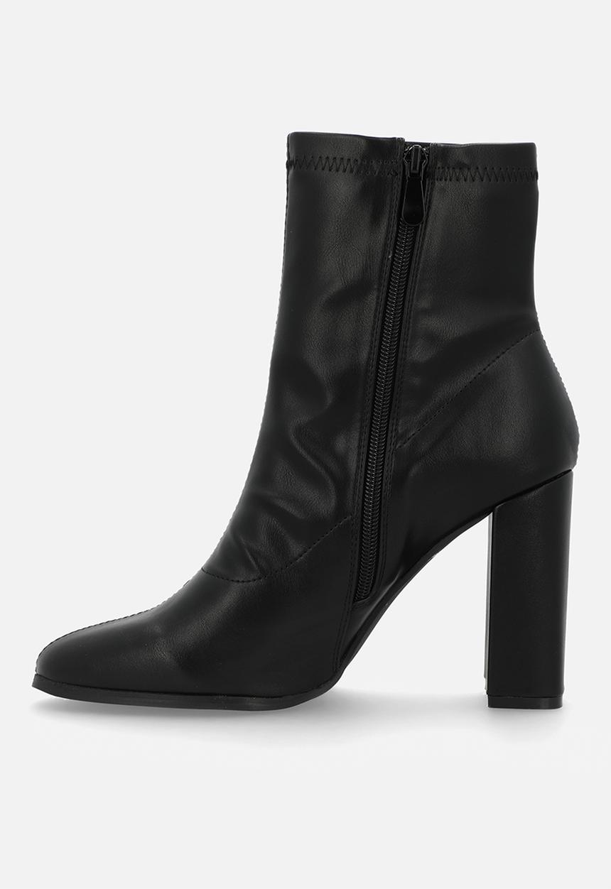 Miss Black - Shania 9 lycra block heel ankle boot - black