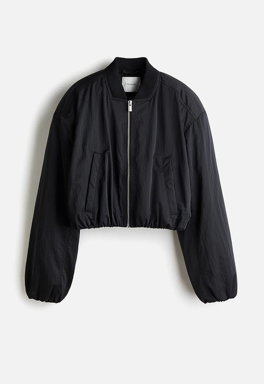 Shoulder-pad bomber jacket - black - 1312682001