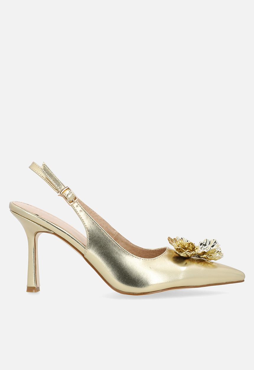 Raid London - Franky closed toe stiletto heel slingback - gold 
