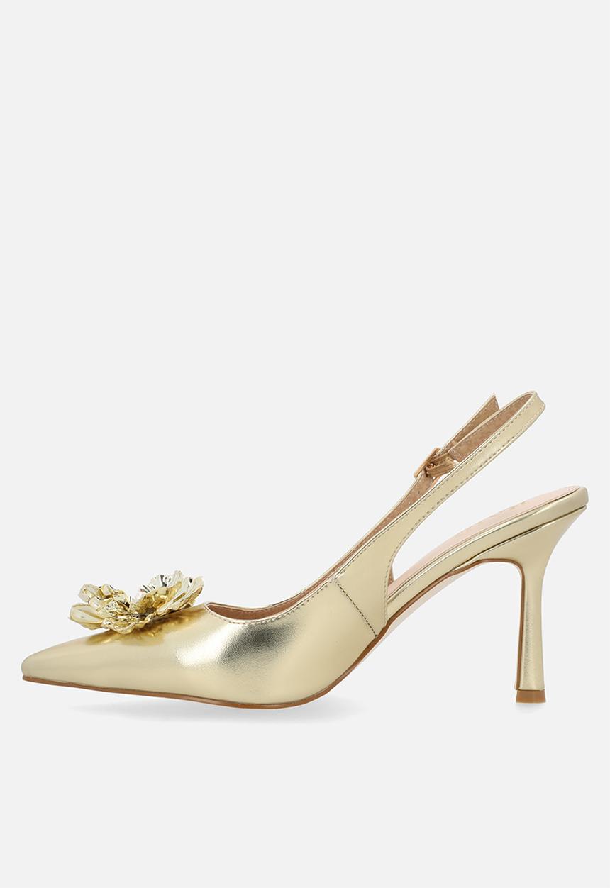 Raid London - Franky closed toe stiletto heel slingback - gold 