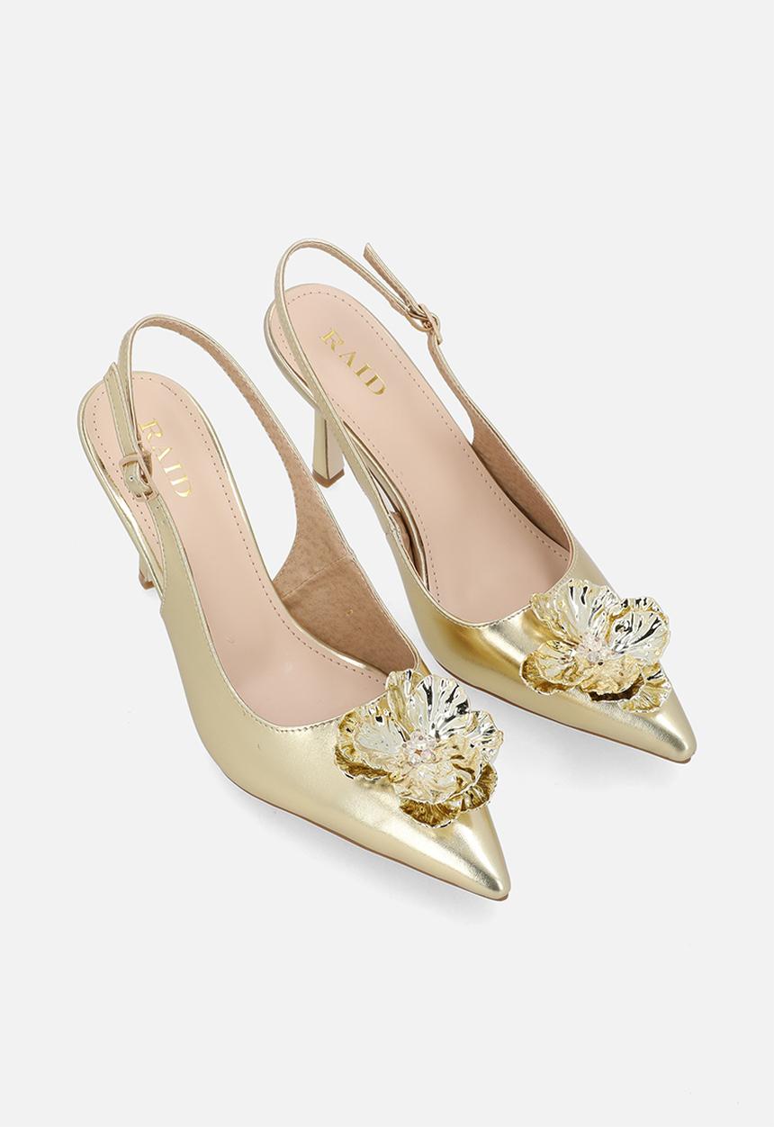 Raid London - Franky closed toe stiletto heel slingback - gold 