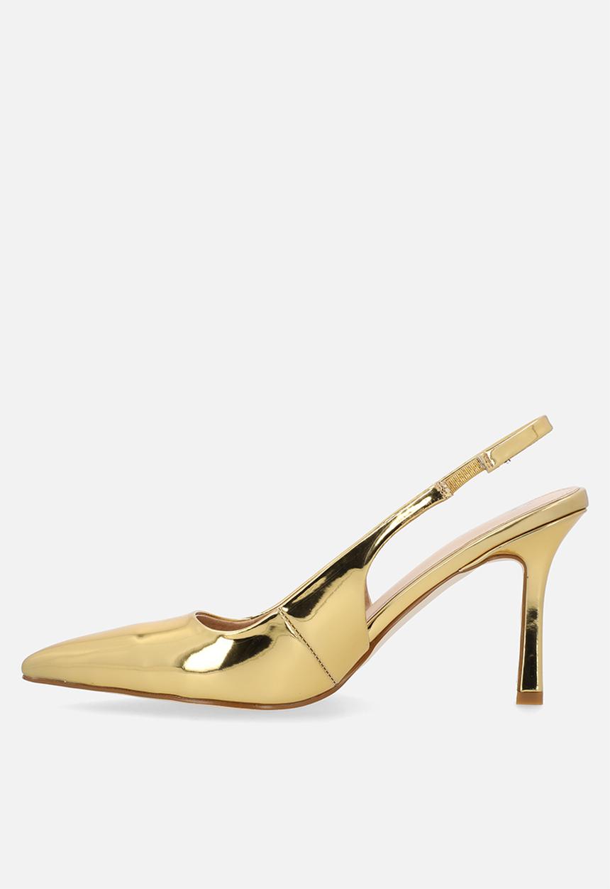 Raid London - Hollie closed toe stiletto heel slingback - gold 