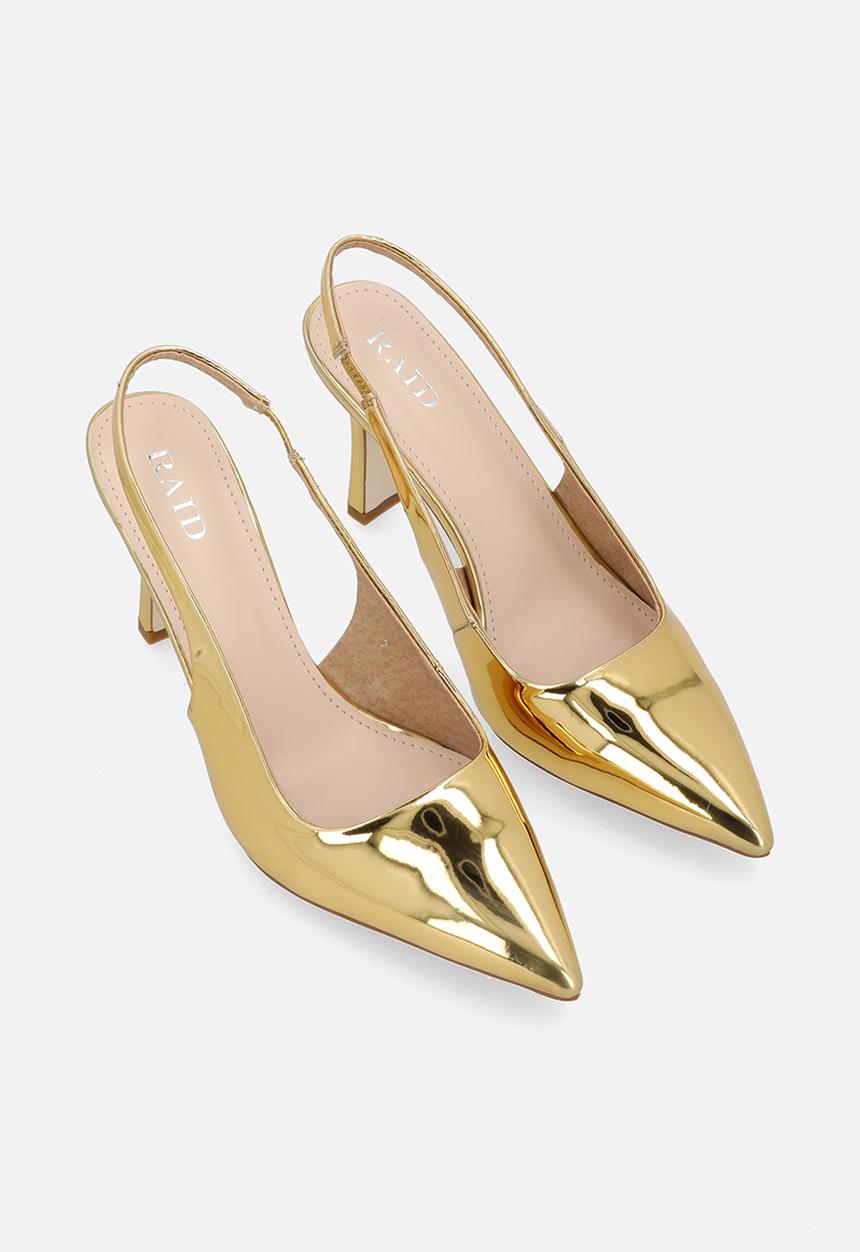 Raid London - Hollie closed toe stiletto heel slingback - gold 