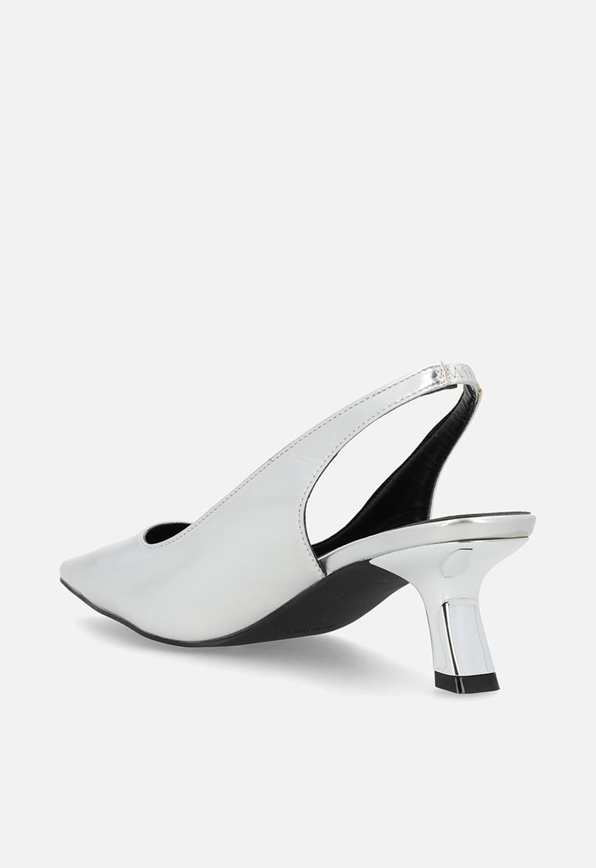 Raid London - Letisha closed toe comma heel slingback - silver 