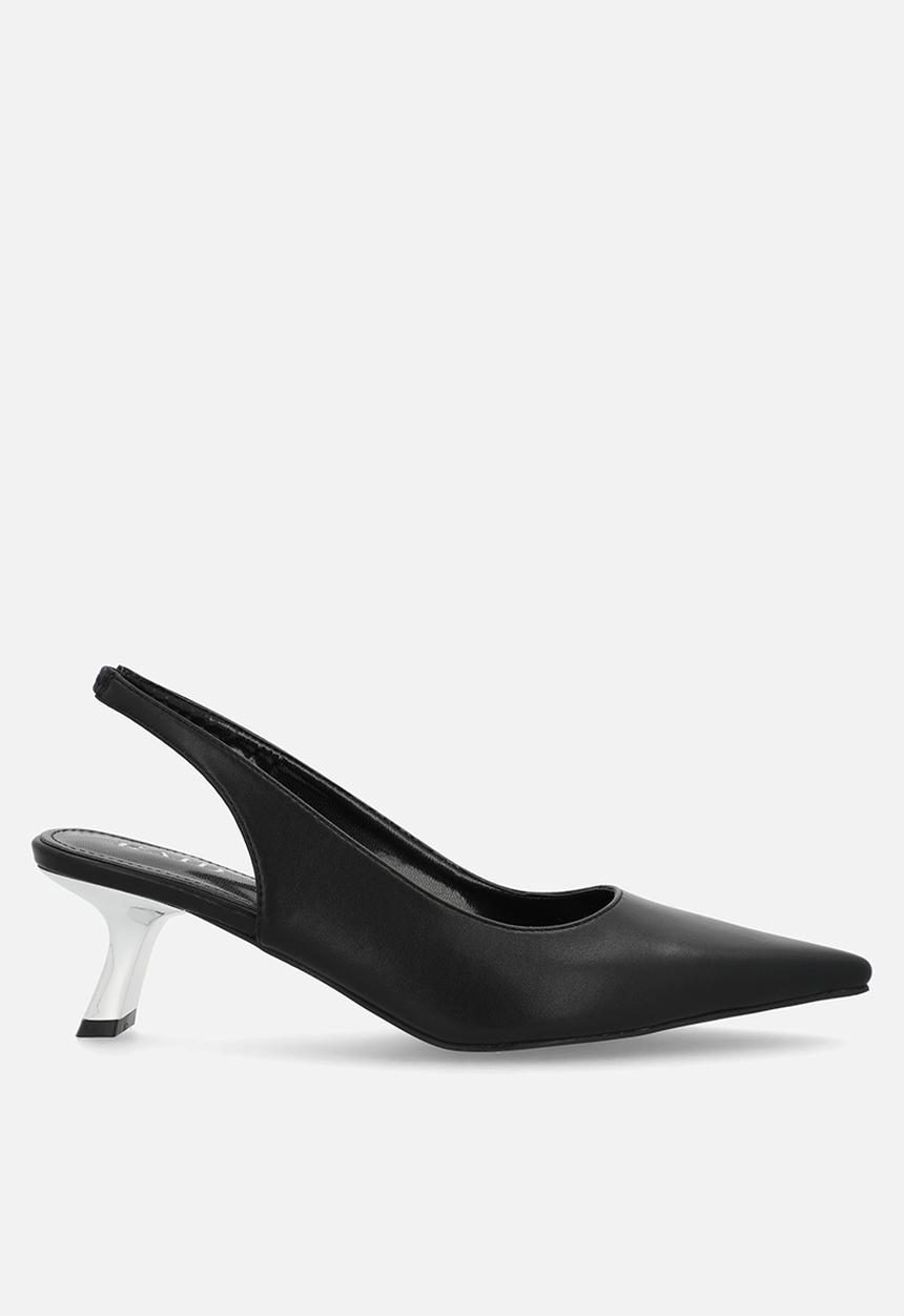 Raid London - Letisha closed toe comma heel slingback - black 