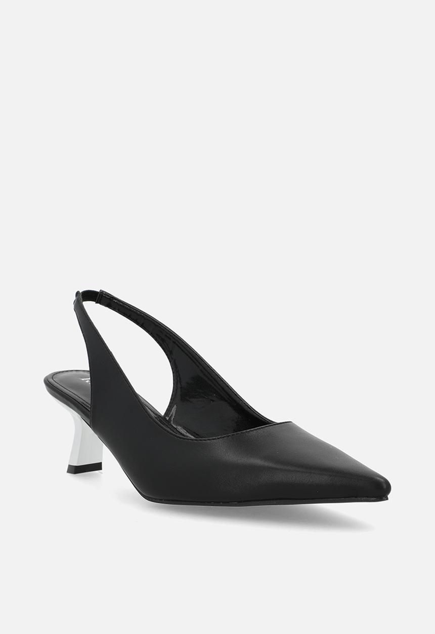Raid London - Letisha closed toe comma heel slingback - black 