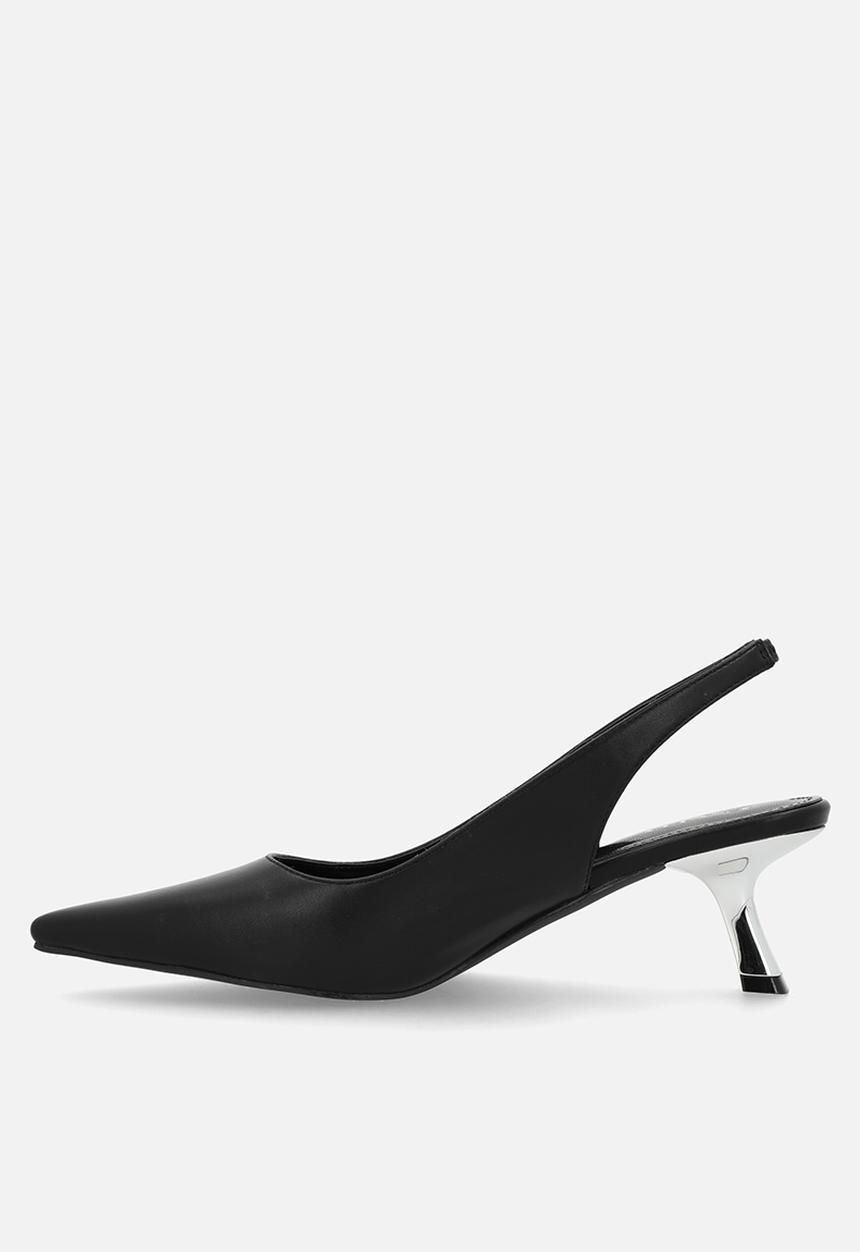 Raid London - Letisha closed toe comma heel slingback - black 