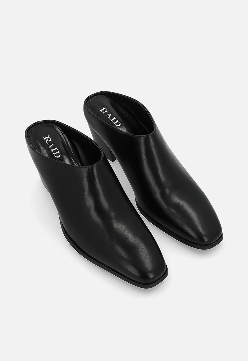 Raid London - Millie closed toe block heel mule - black 