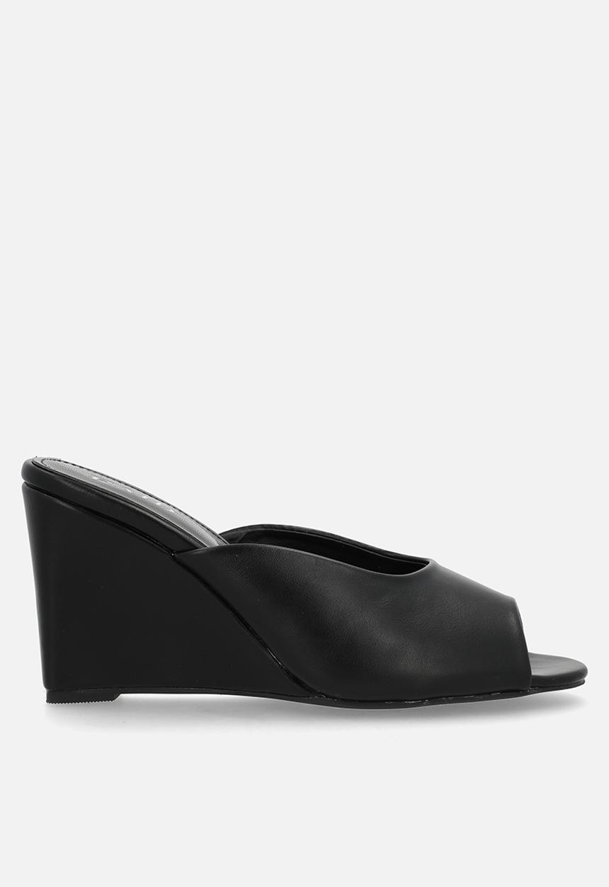 Raid London - Dovie open toe wedge heel mule - black 