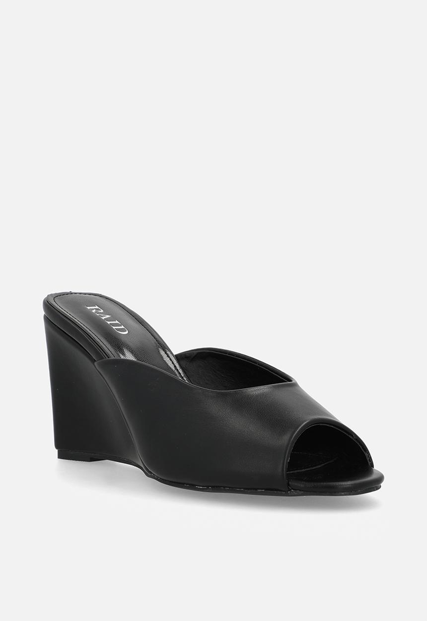 Raid London - Dovie open toe wedge heel mule - black 