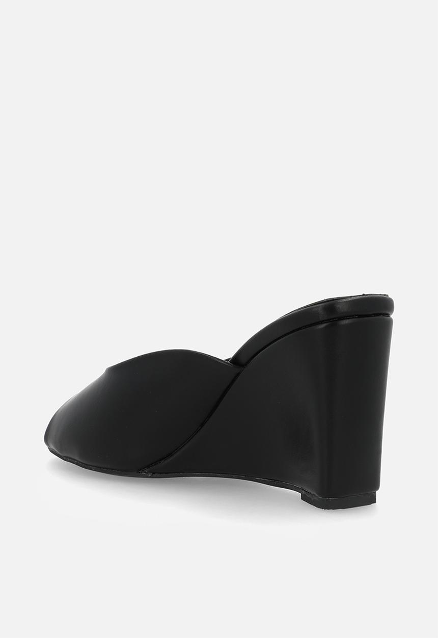 Raid London - Dovie open toe wedge heel mule - black 