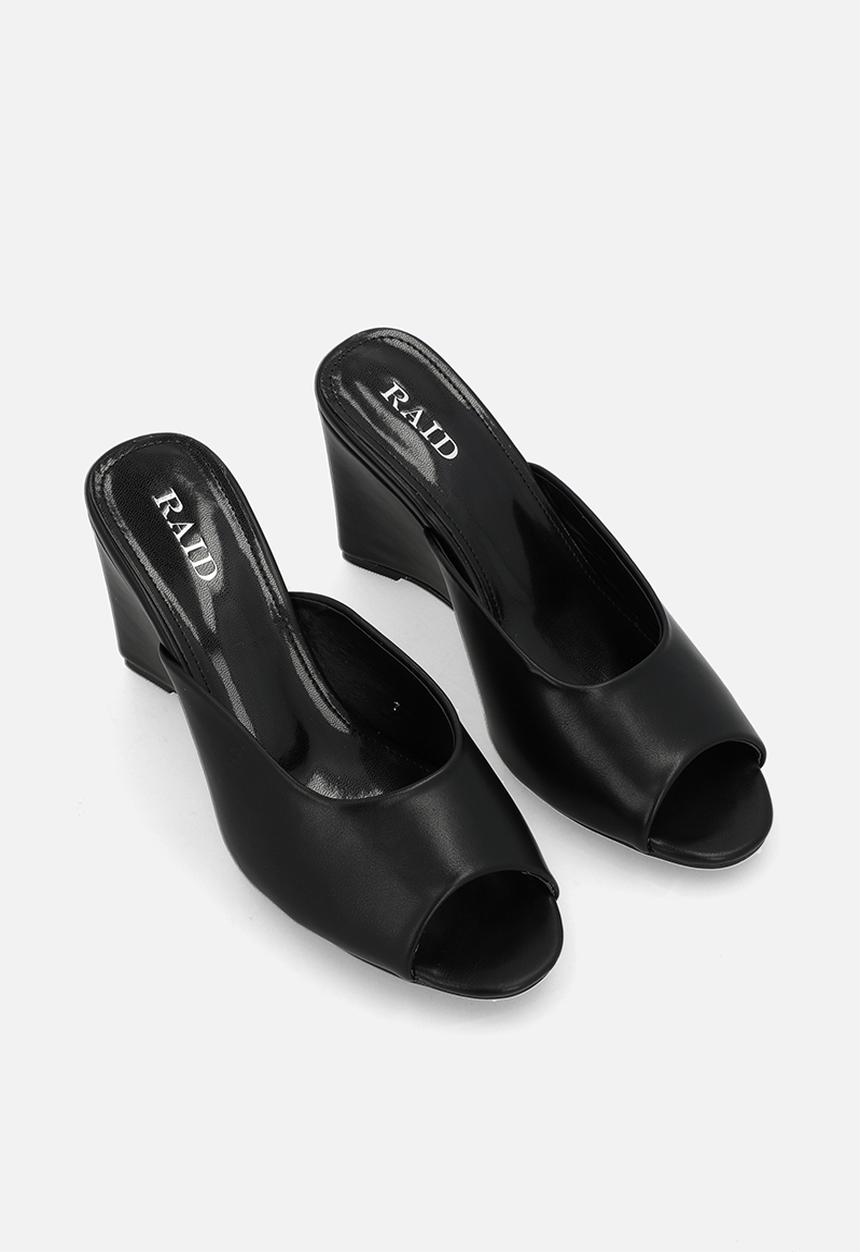 Raid London - Dovie open toe wedge heel mule - black 