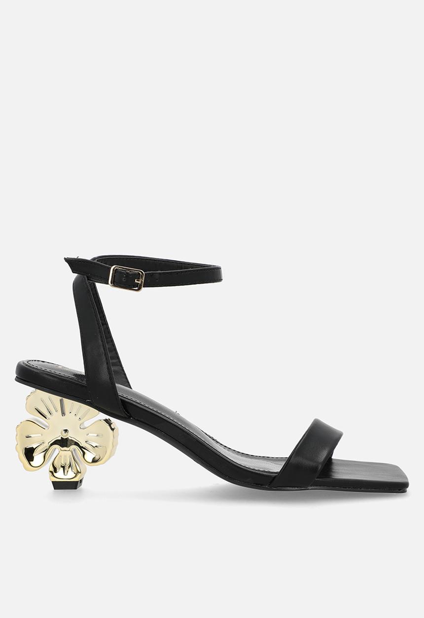 Raid London - Pettle open toe stiletto heel ankle strap - black 