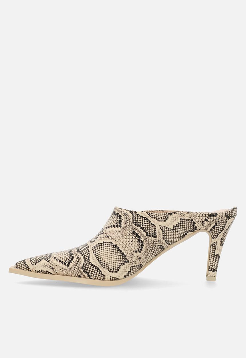 Raid London - Eldi closed toe stiletto heel mule - snake 