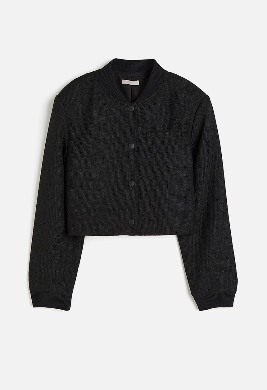 H&M - Textured bomber jacket - black