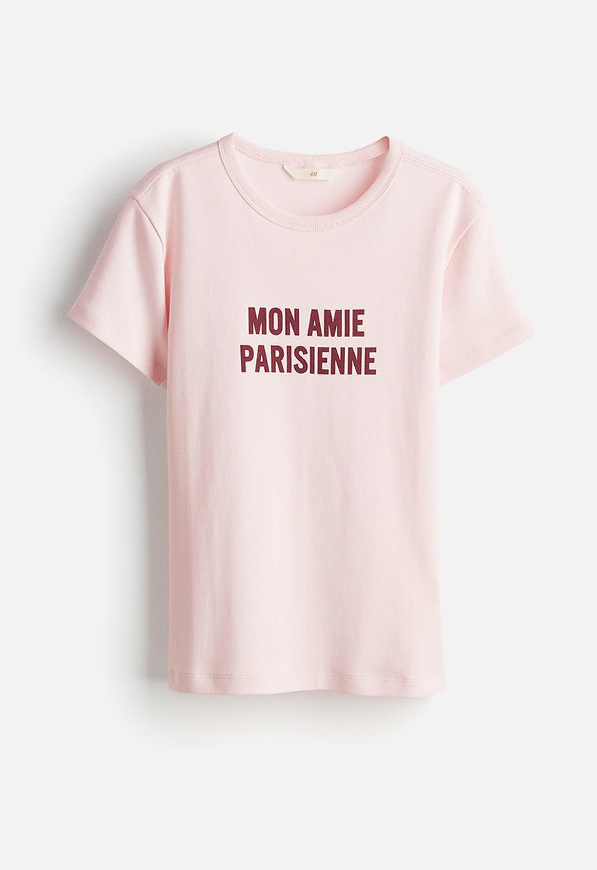 H&M - Fitted t-shirt - light pink/mon amie