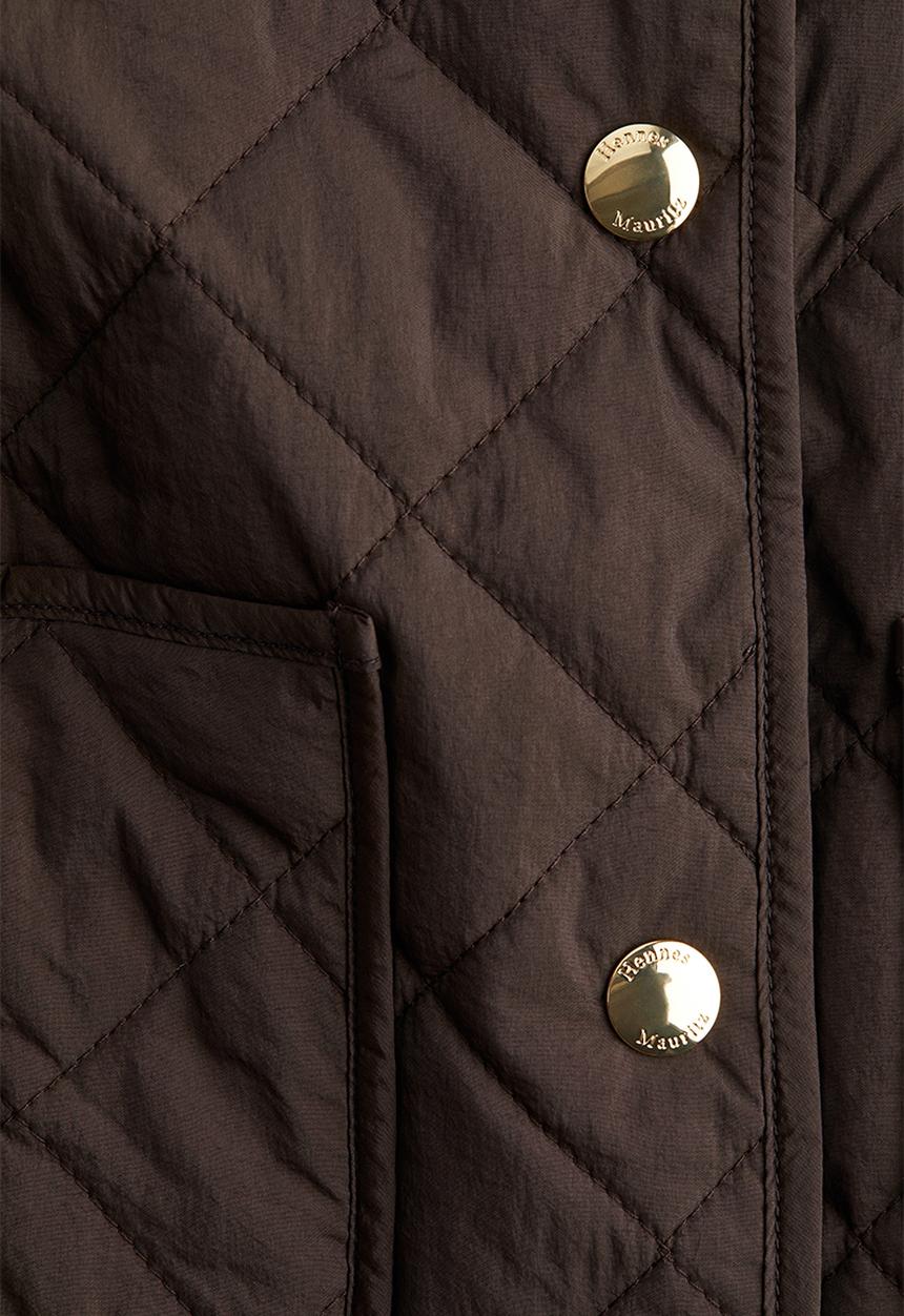 H&M - Quilted corduroy-collar jacket - dark brown