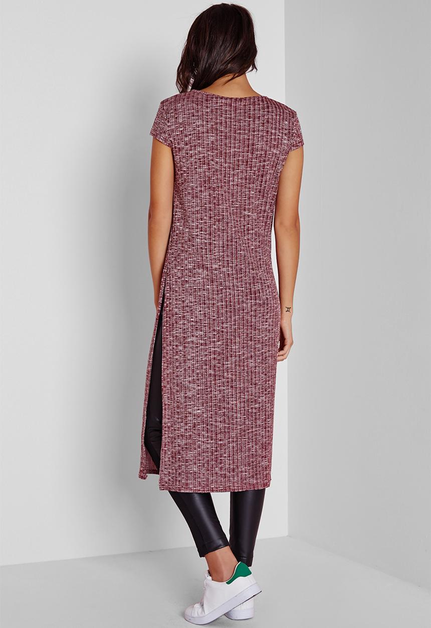 Missguided - Longline split side ribbed tunic