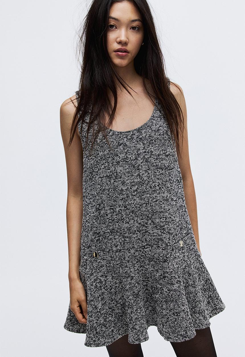 H&M - Jacquard-weave dress - black marl