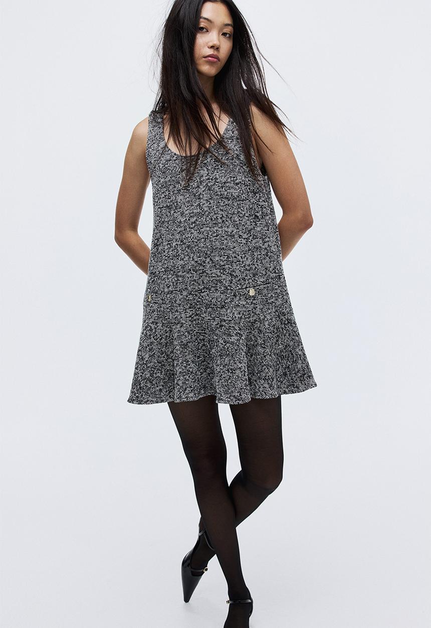 H&M - Jacquard-weave dress - black marl
