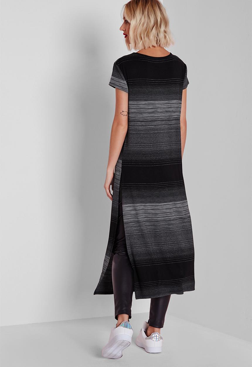 Missguided - Longline split side stripe T-shirt 