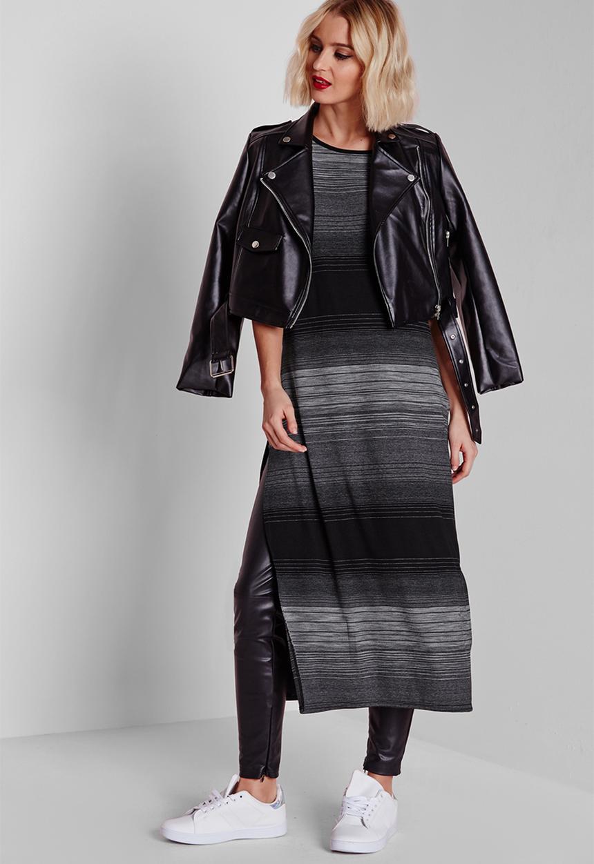 Missguided - Longline split side stripe T-shirt 