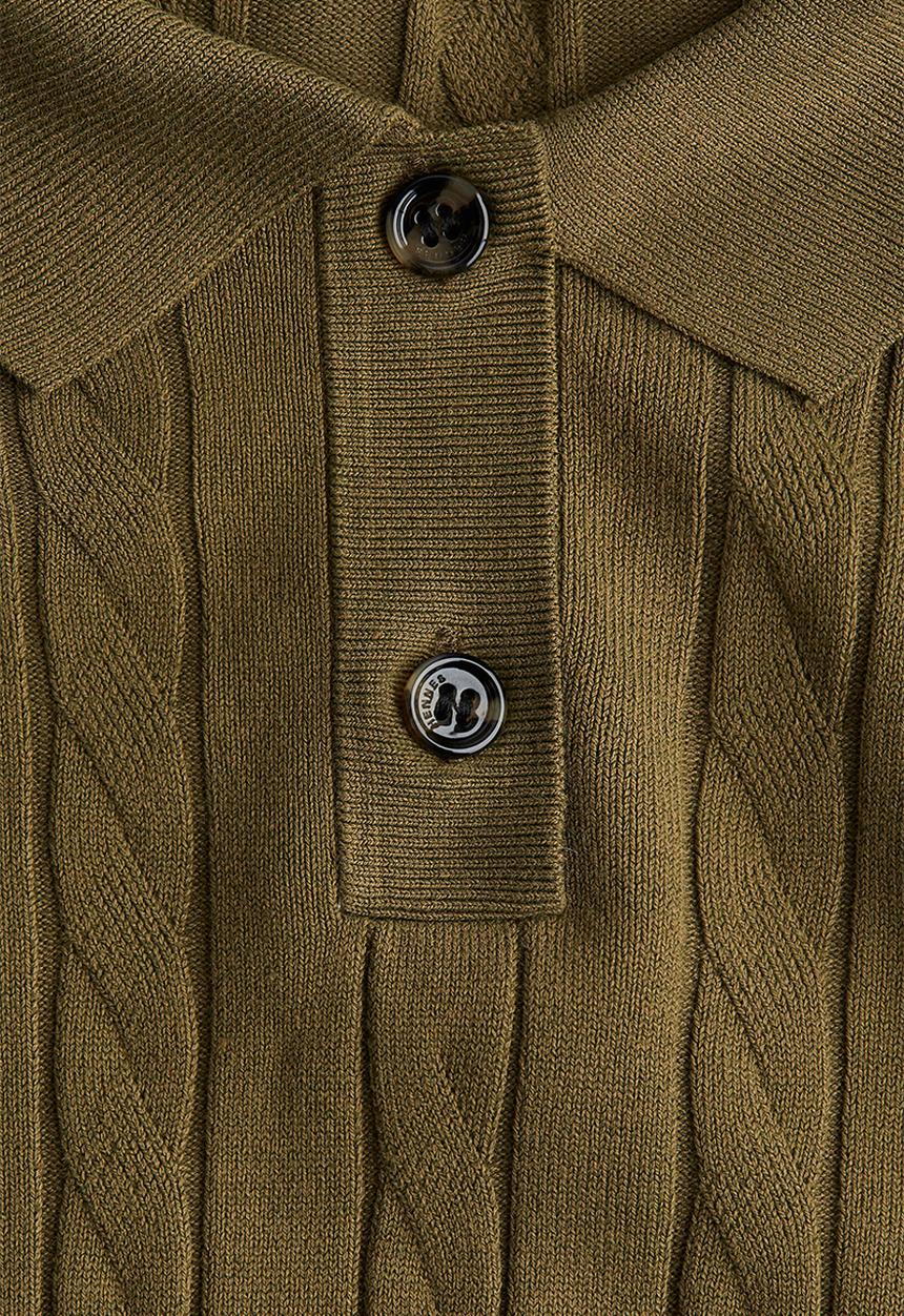 H&M - Cable-knit polo shirt - khaki green