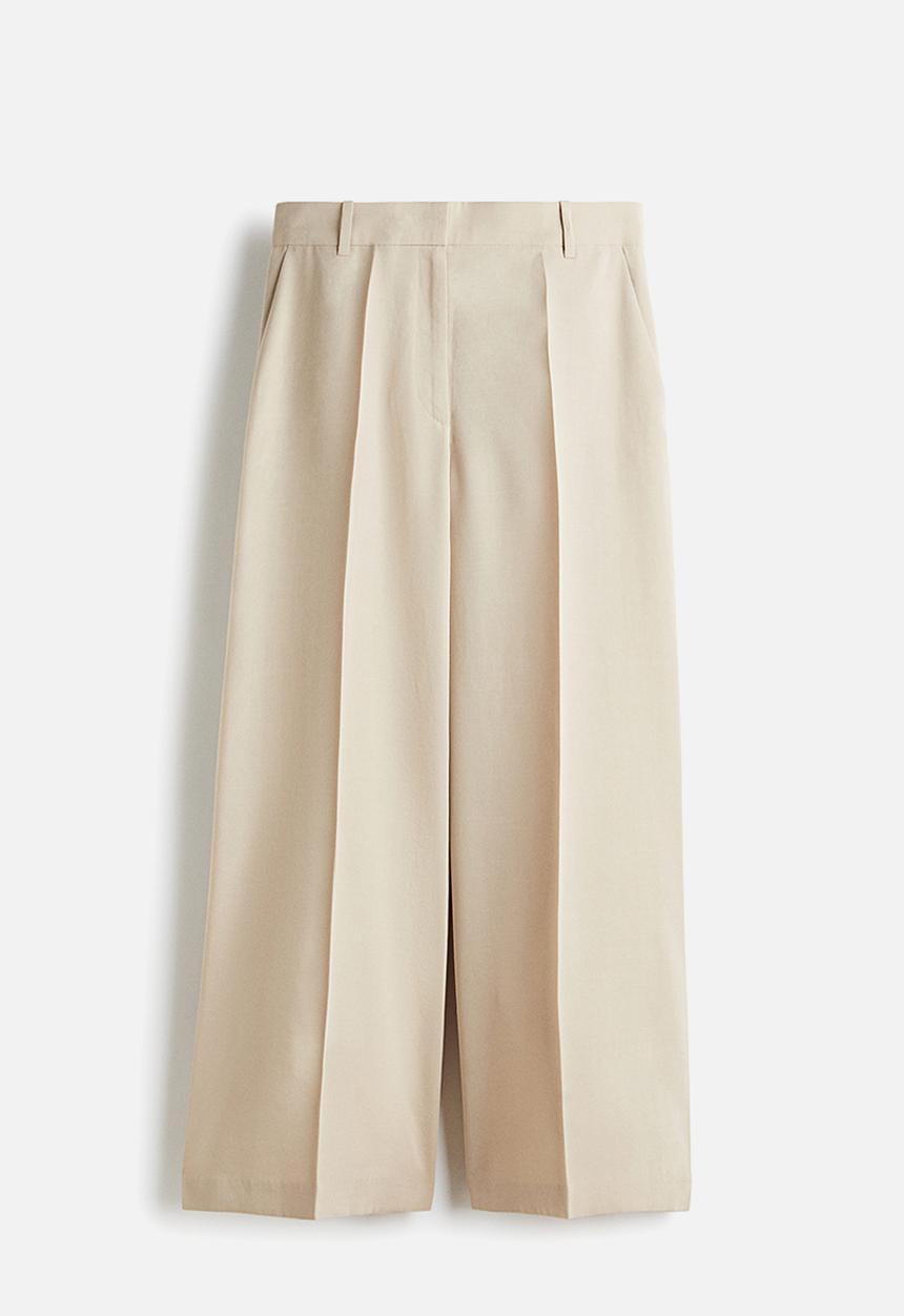 H&M - Wide ankle-length trousers - ligh beige