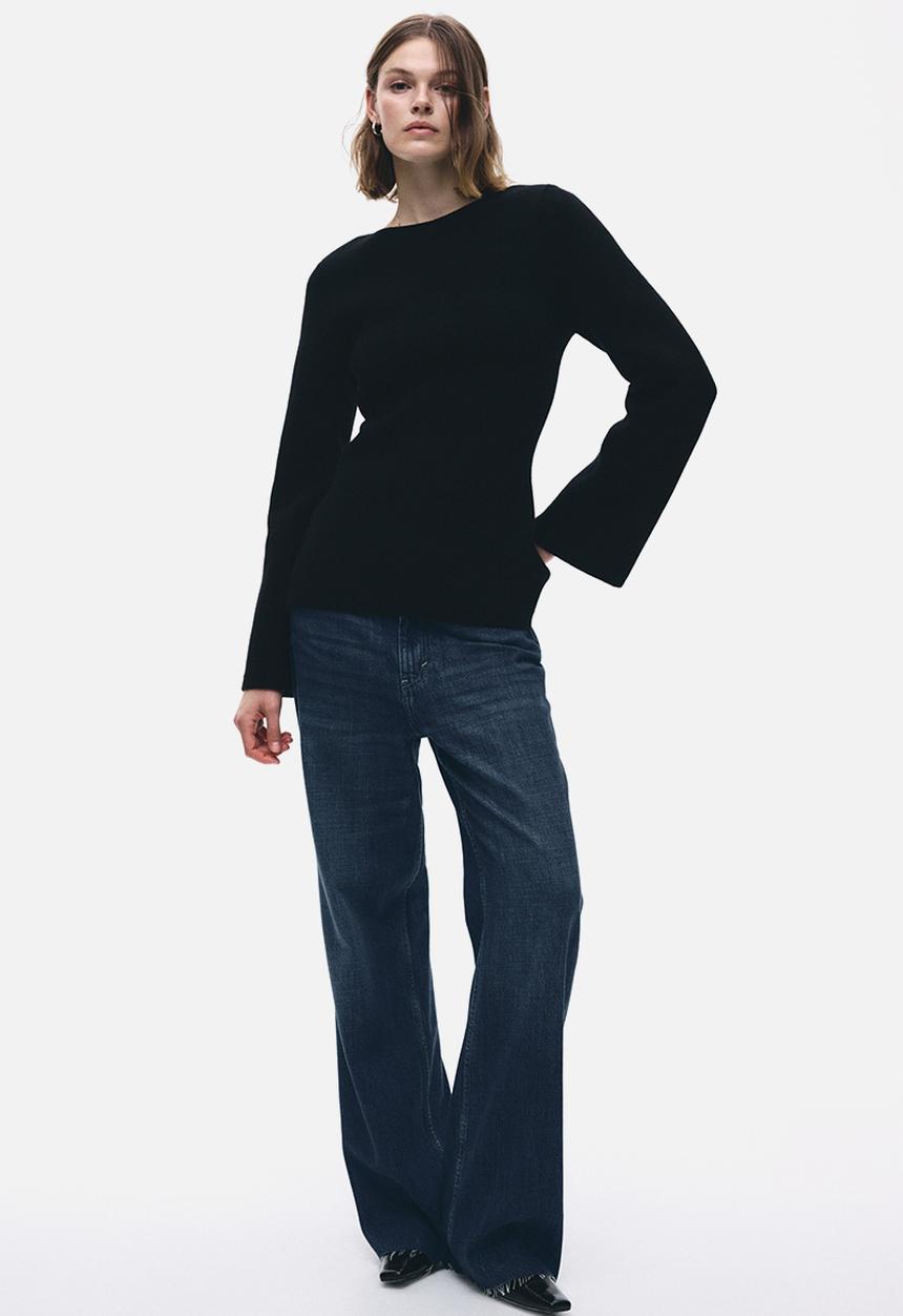 H&M - Wide high jeans -  dark denim blue