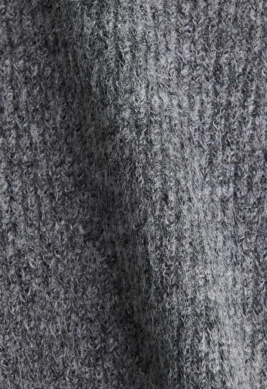 H&M - Rib-knit peplum top - dark grey marl