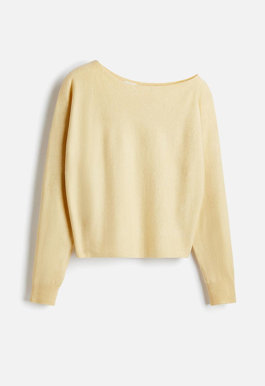 H&M - One-shoulder jumper - pale yellow
