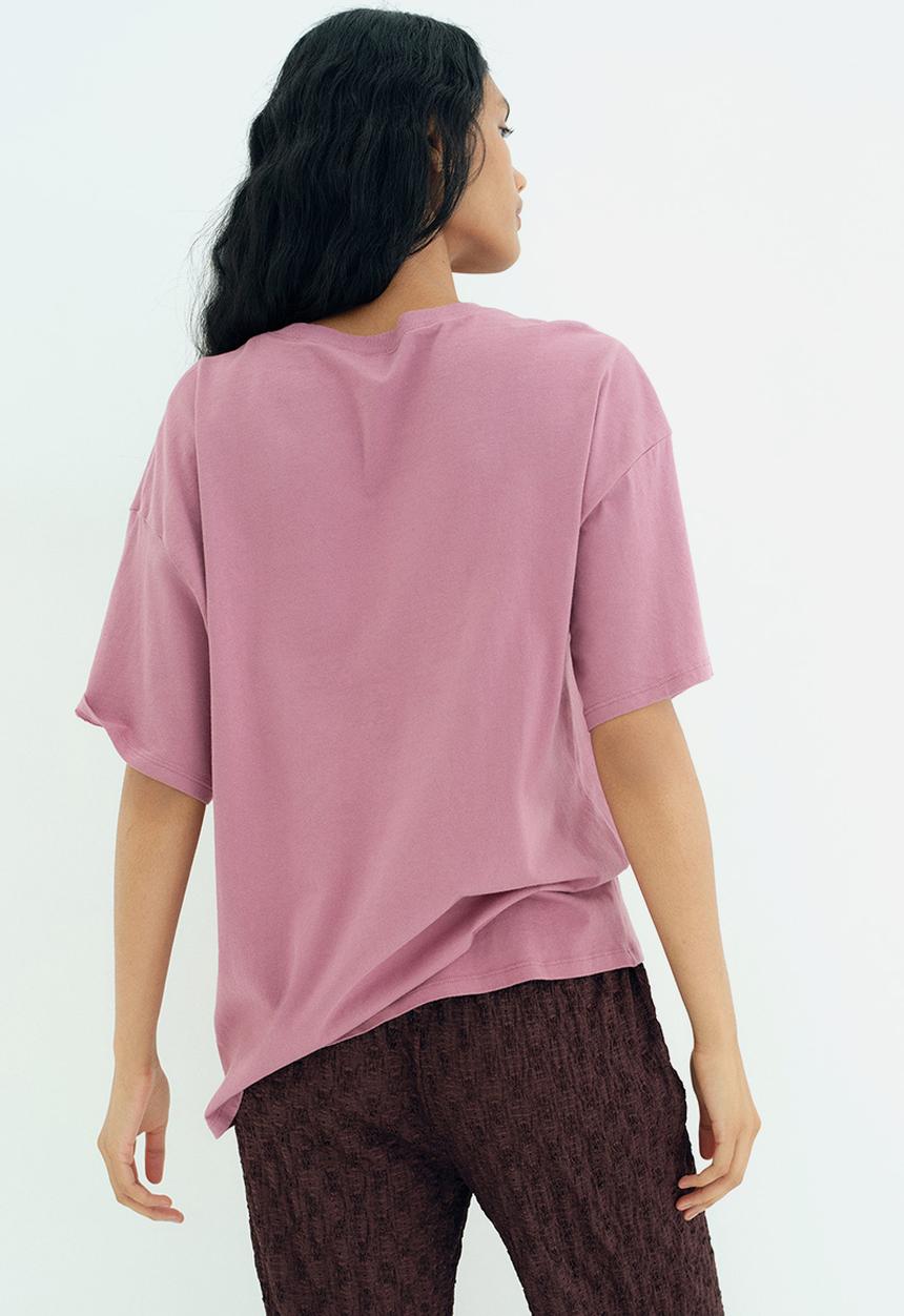 H&M - Oversized printed t-shirt - dark pink matisse