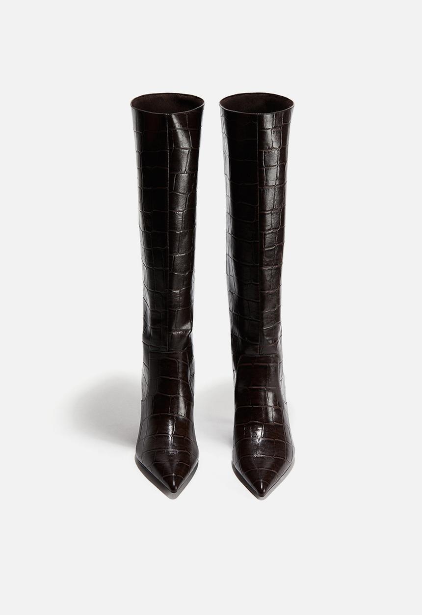 H&M - Knee-high boots - dark brown crocodile pattern
