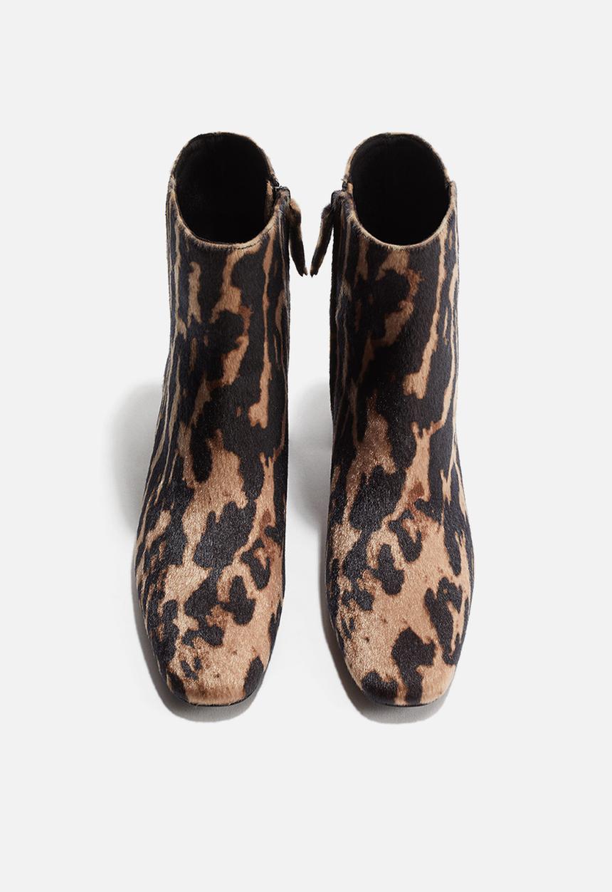 H&M - Block-heeled ankle boots - beige leopard print