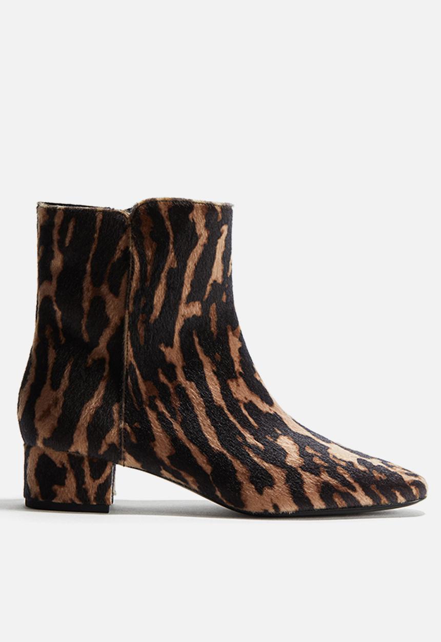H&M - Block-heeled ankle boots - beige leopard print