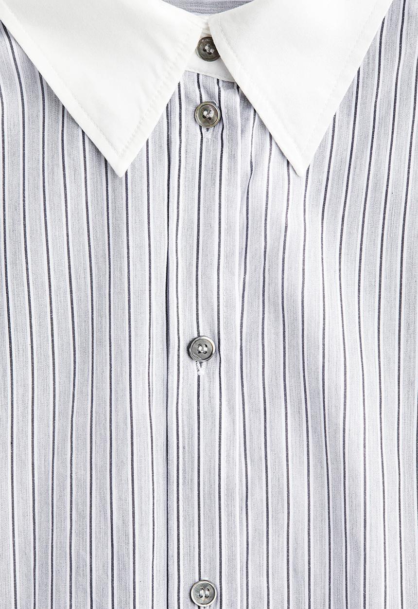 H&M - Oversized poplin shirt - light grey/striped