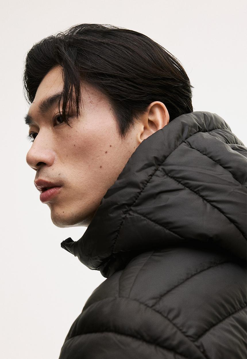 H&M - Slim fit lightweight puffer jacket - dark khaki green