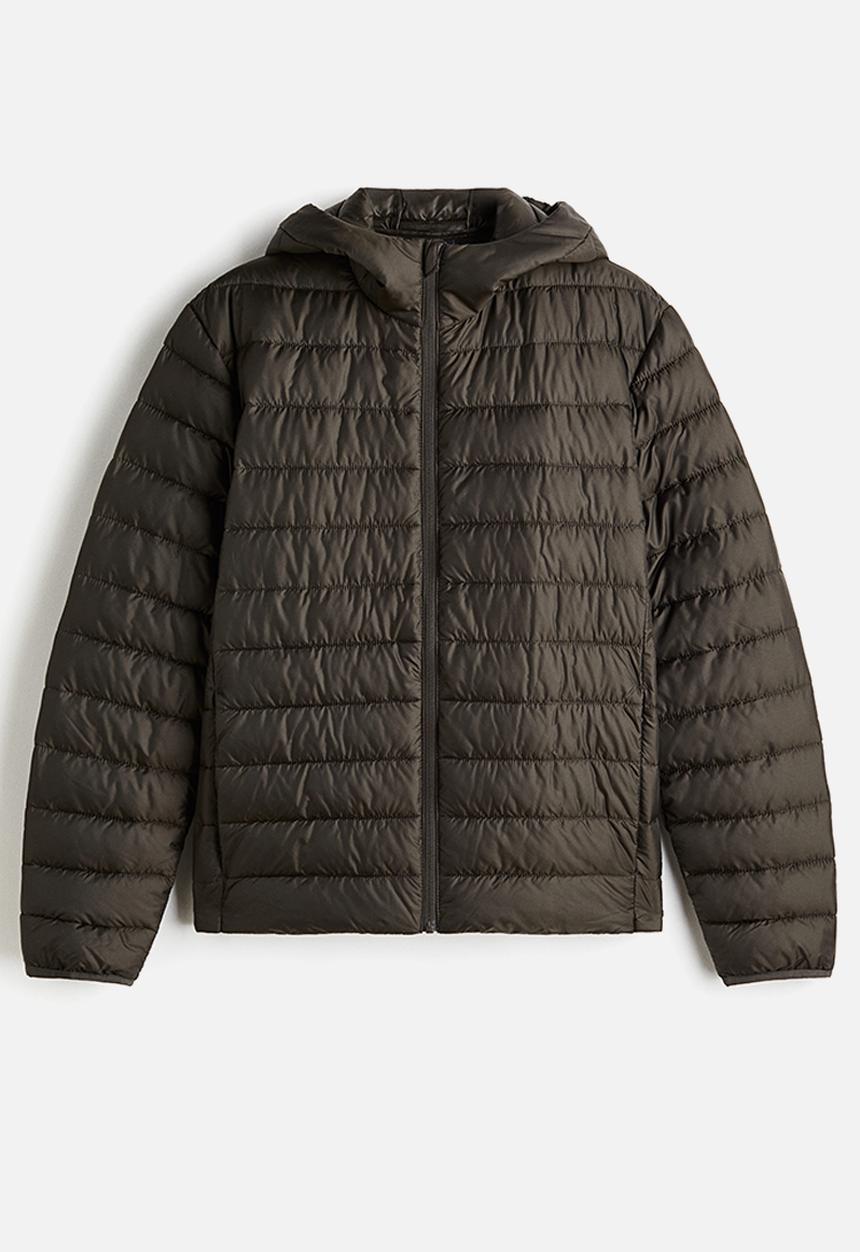 H&M - Slim fit lightweight puffer jacket - dark khaki green